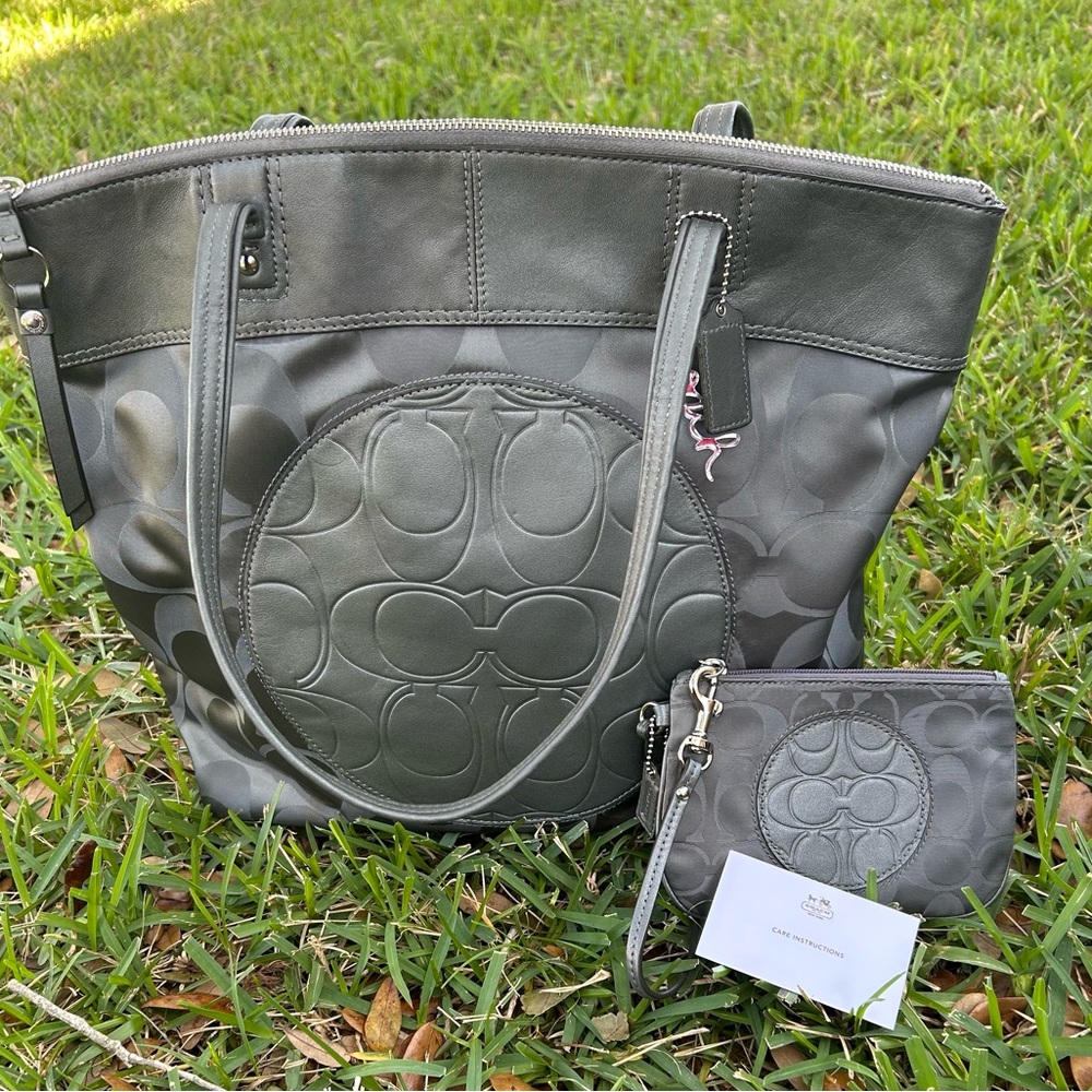 Coach Gray Signature Tote Bag